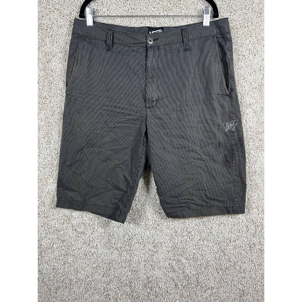 Vintage Vans Mens Size 34 Spell Out Striped Baggy Fit Shorts Gray